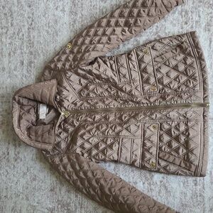 Michael Michael Kors Diamond Quilted Barn Jacket - Taupe/Gold - M